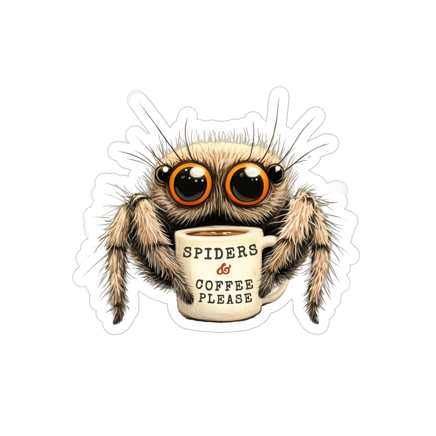 Coffee & Spiders Please - Fun Die-Cut Sticker