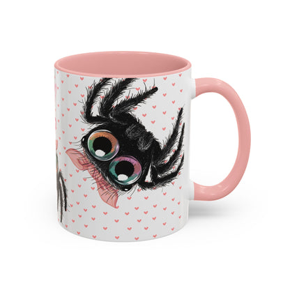 Pink Bow Jumping Spider Love Mug