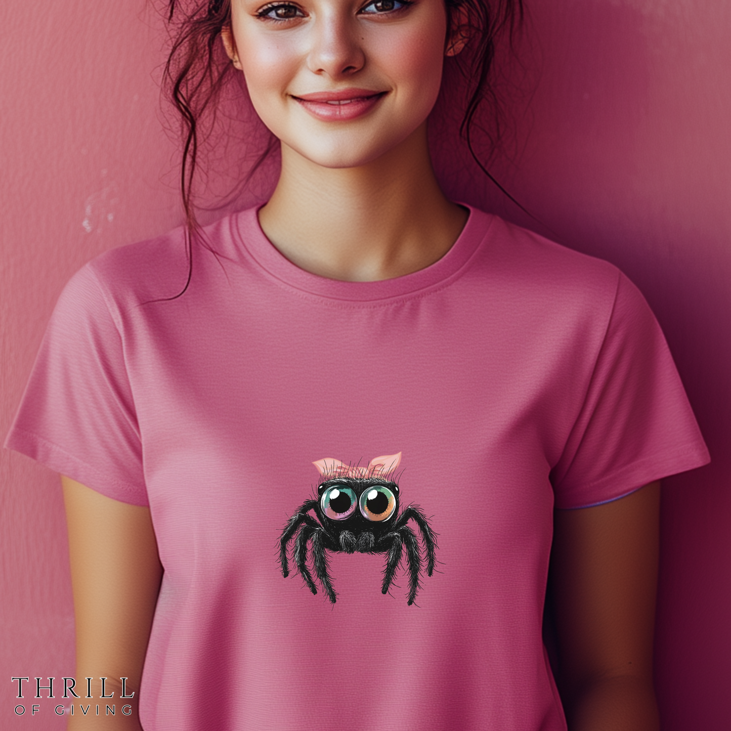 Pink Bow Jumping Spider  T-shirt