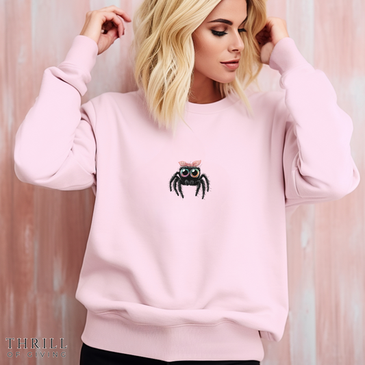 Pink Bow Jumping Spider Sweatshirt