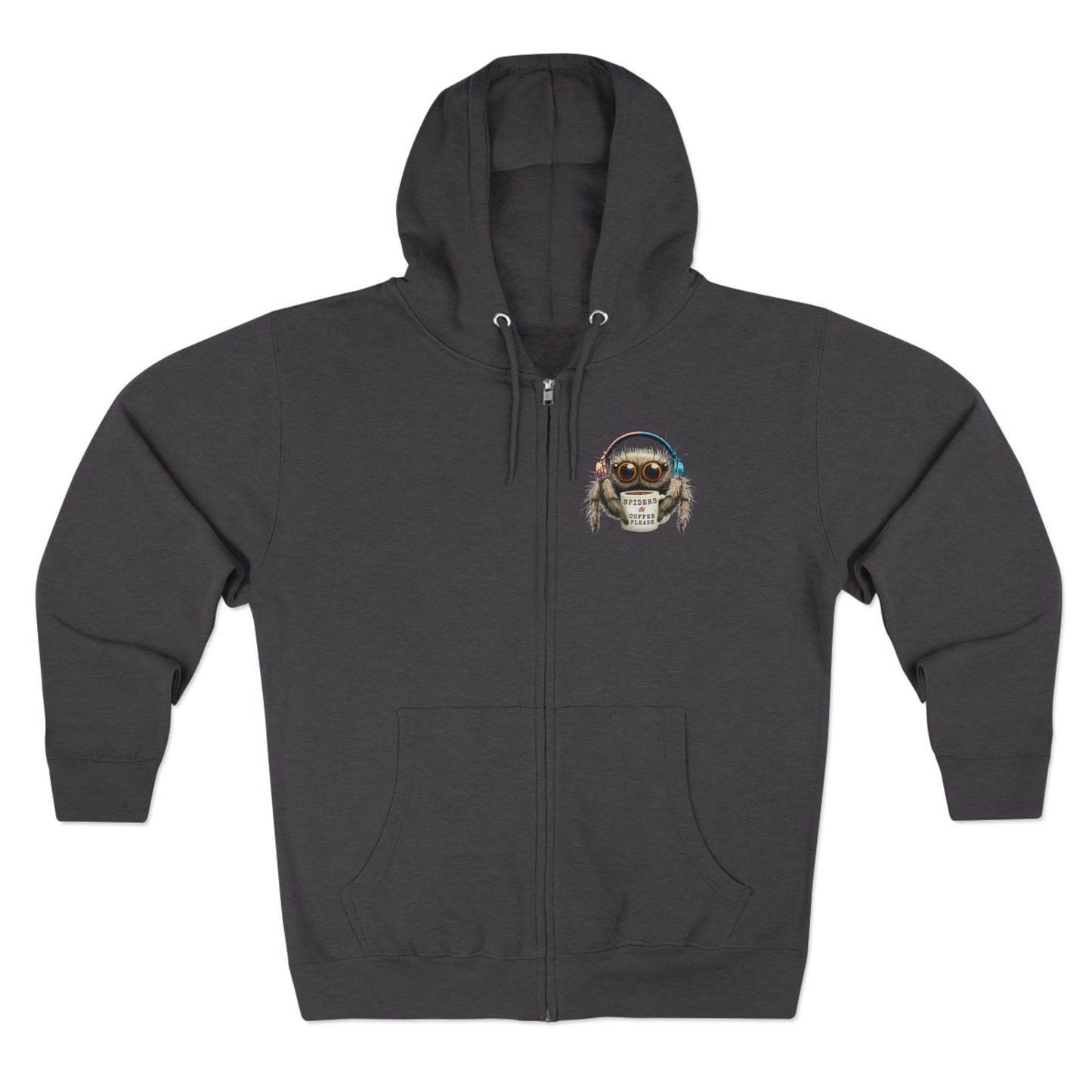 Jumping Spider Zip Hoodie - Spiders & Coffee