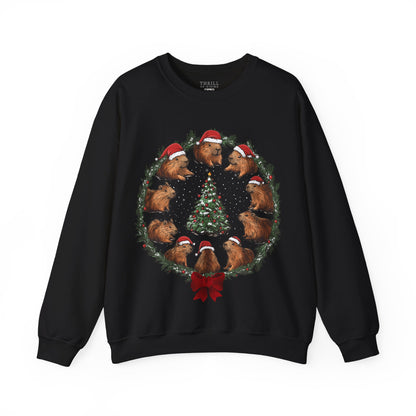 Christmas Capybara Wreath Sweatshirt