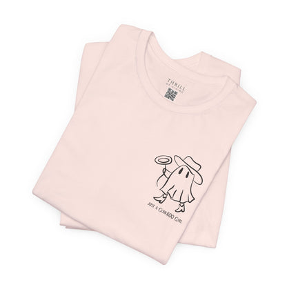 Cowgirl Halloween shirt - Cute Girly Ghost Cowgirl in a Cowgirl hat Spinning the Lasso