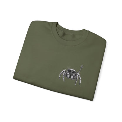 Jumping Spider Sweatshirt, Cute spider crewneck, Unique Bug Lover gift, Minimalistic spider pocket design, Gift for Jumping Spider lovers