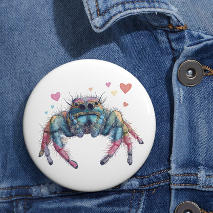 Rainbow Spider Love - Metal Pin Button