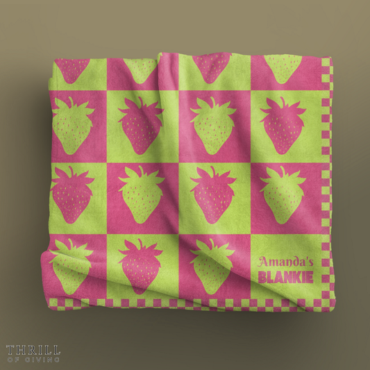 Pop Art Strawberry Blanket - Personalized