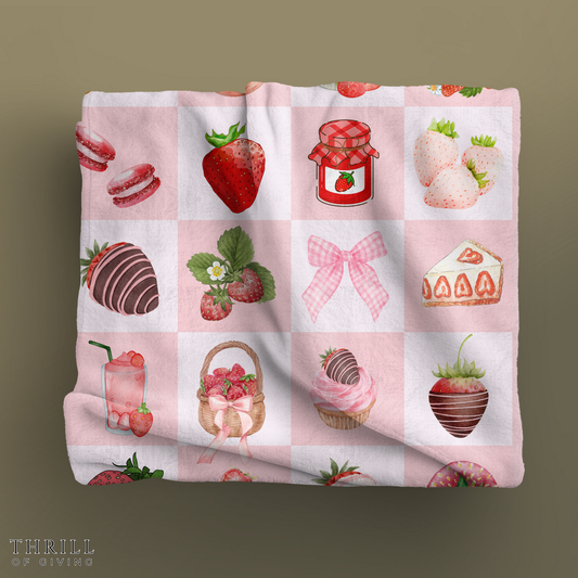 Pop Art Checkered Strawberry Blanket
