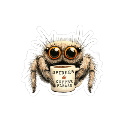 Coffee & Spiders Please - Fun Die-Cut Sticker