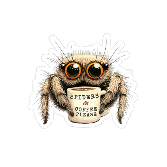 Coffee & Spiders Please - Fun Die-Cut Sticker