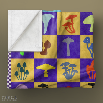 Mushroom Checkered Psychodelic Blanket