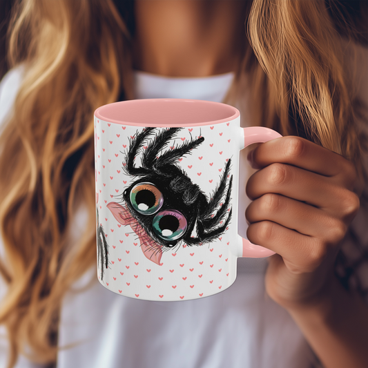 Pink Bow Jumping Spider Love Mug