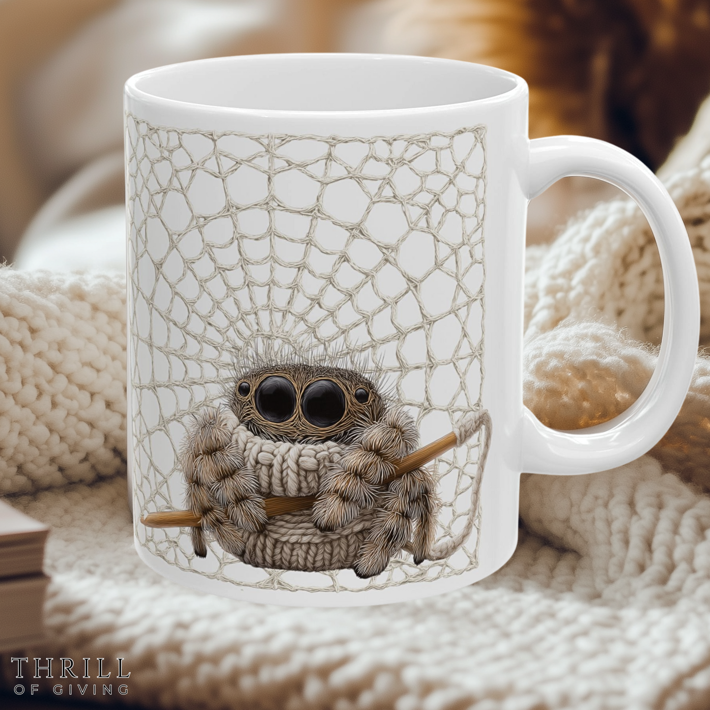 Funny Crocheting Spider Mug