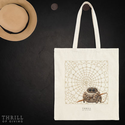Woolie the Crocheting Spider - Cotton Canvas Bag