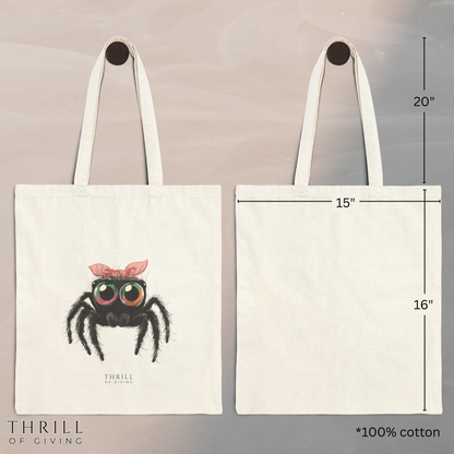 Pink Bow Cutie Spoodie - Spider Cotton Canvas Tote Bag