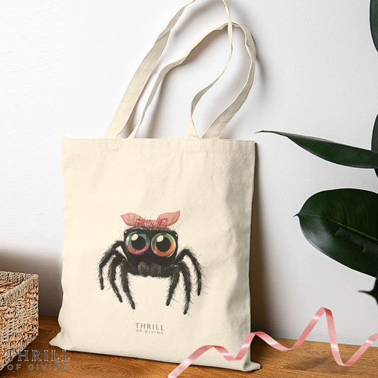 Pink Bow Cutie Spoodie - Spider Cotton Canvas Tote Bag