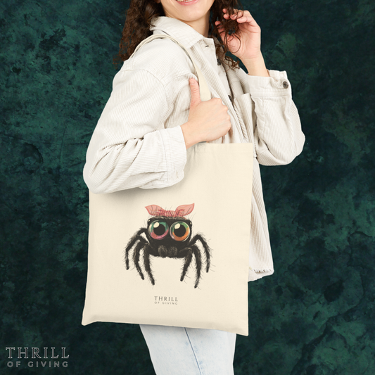 Pink Bow Cutie Spoodie - Spider Cotton Canvas Tote Bag