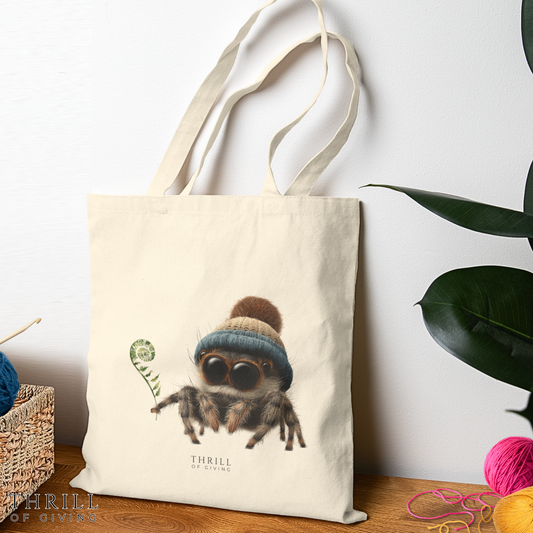 Curious Spider - Cotton Canvas Tote Bag