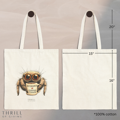 Spiders & Coffee Please - Cotton Canvas Tote Bag