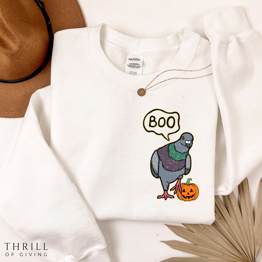 Boo Pigeon Unisex Sweatshirt - Halloween City Bird Sweatshirt