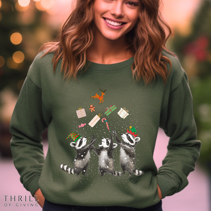 Elf Raccoon Holiday Sweatshirt