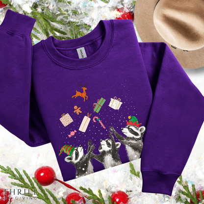 Elf Raccoon Holiday Sweatshirt