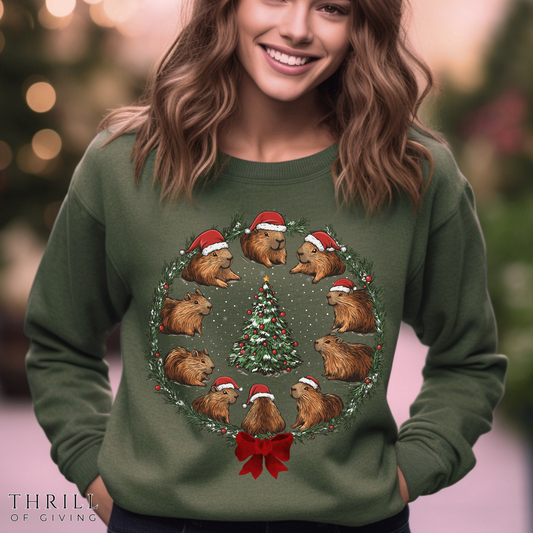 Christmas Capybara Wreath Sweatshirt