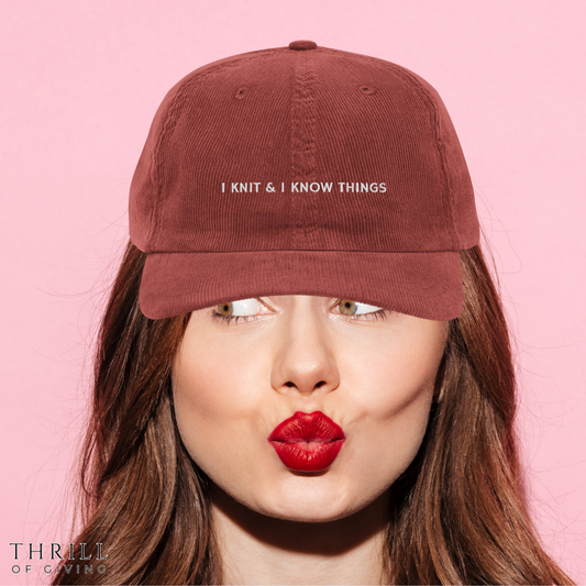 Knitter Vintage Corduroy Cap - Knit Lover embroidered hat Gift