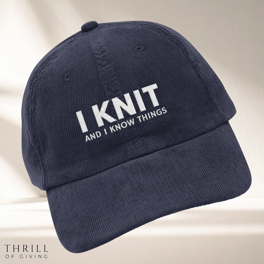 I KNIT & I know things - Knitter Vintage Corduroy Cap