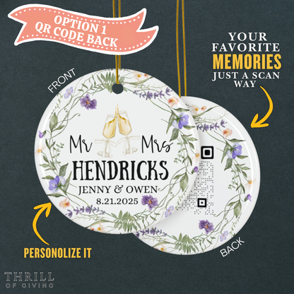 Personalized Mr & Mrs First Christmas Married Ornaments - Double Sided