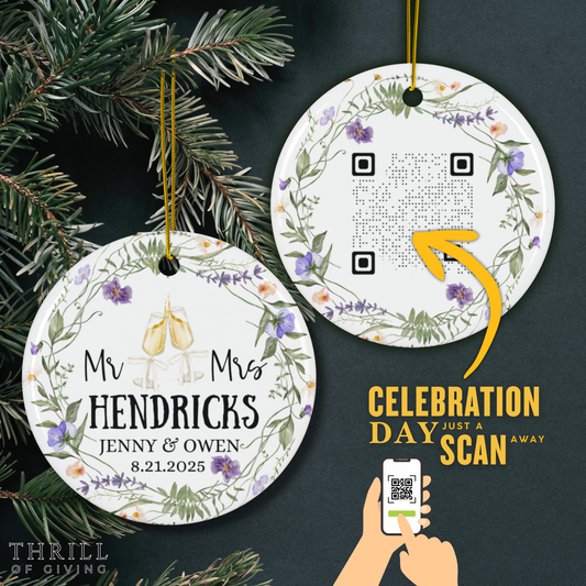 Personalized Mr & Mrs First Christmas Married Ornaments - Double Sided