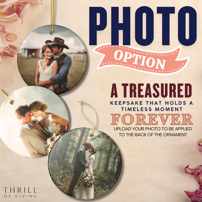 Our First Christmas Married Ornaments - Double Sided QR code Newlywed Gift