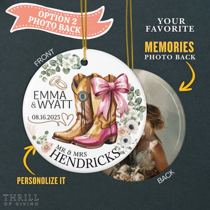 Cowboy & Cowgirl Boots Wedding Ornament