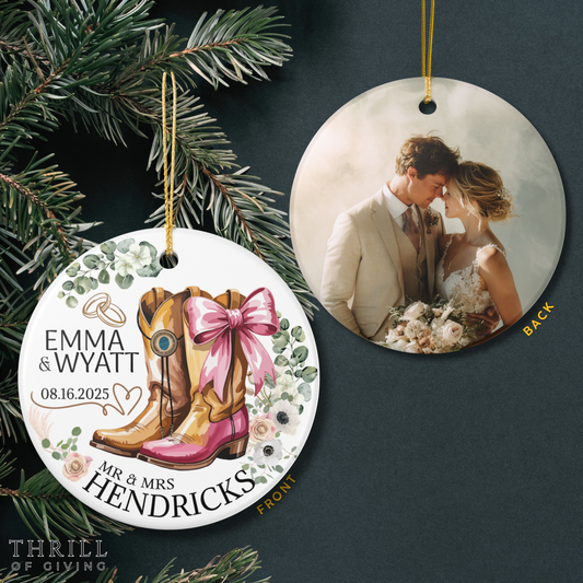 Cowboy & Cowgirl Boots Wedding Ornament