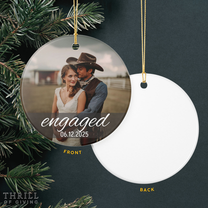 Personalized First Christmas Engaged Ornament - Custom Photo Engagement gift