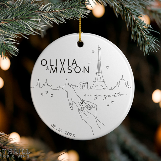 Custom France Engagement Ornament gift