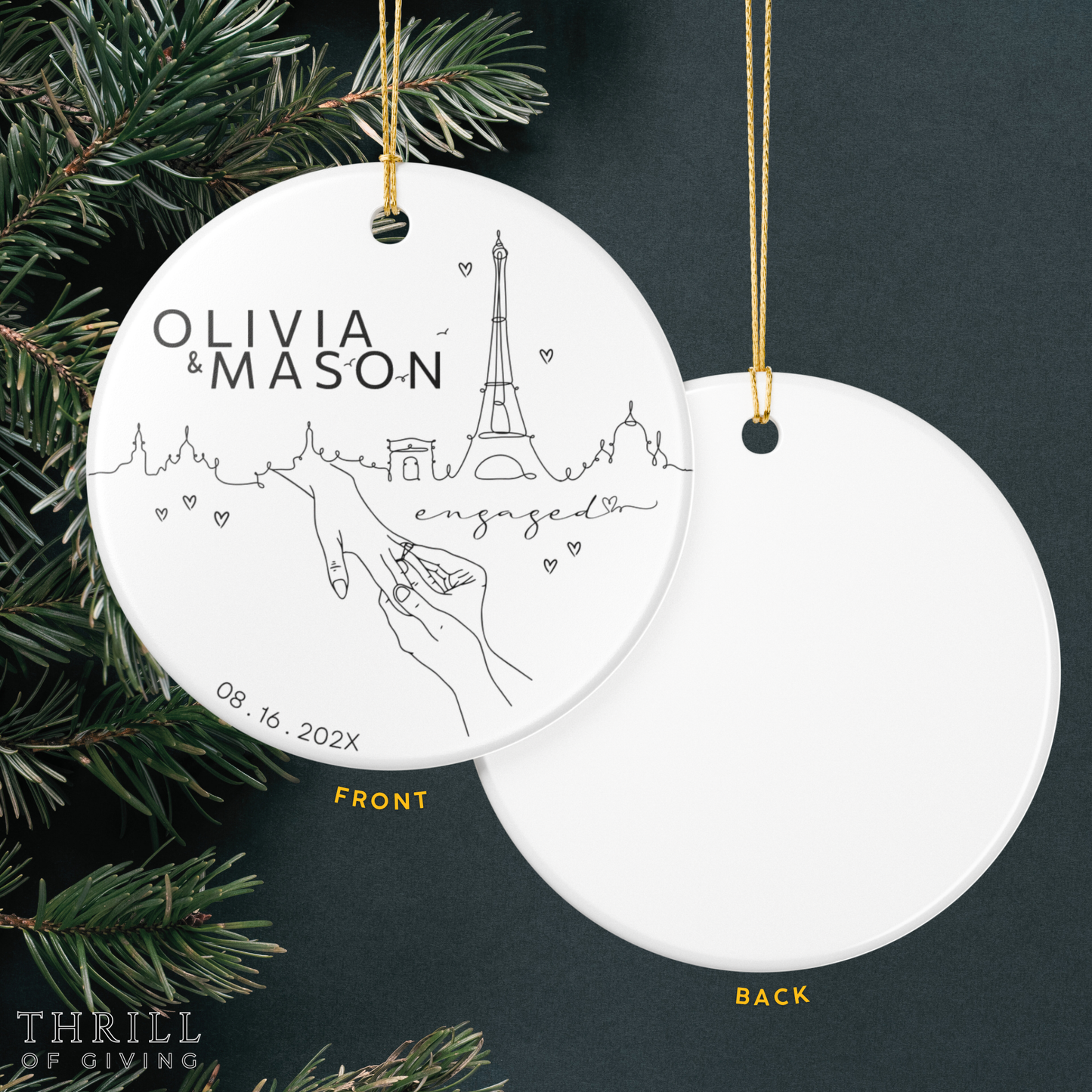 Custom France Engagement Ornament gift