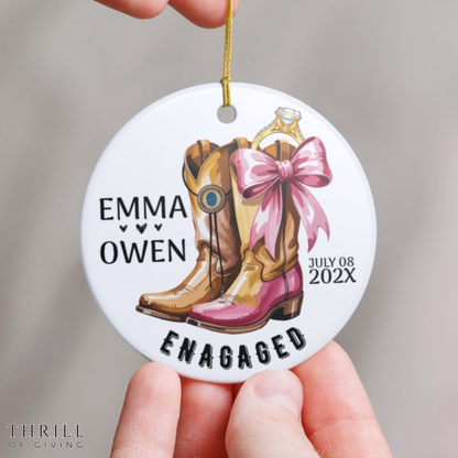 Western Boots Engagement Custom Ornament gift