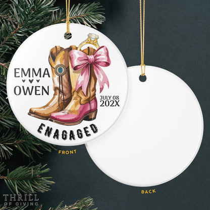 Western Boots Engagement Custom Ornament gift