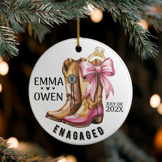 Western Boots Engagement Custom Ornament gift