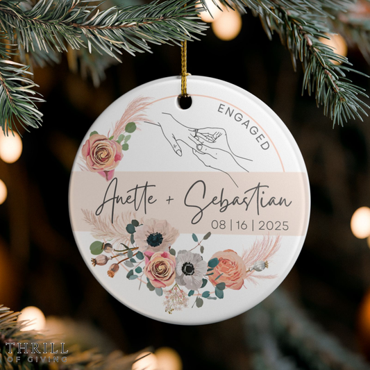 Personalized First Christmas Engaged Ornament