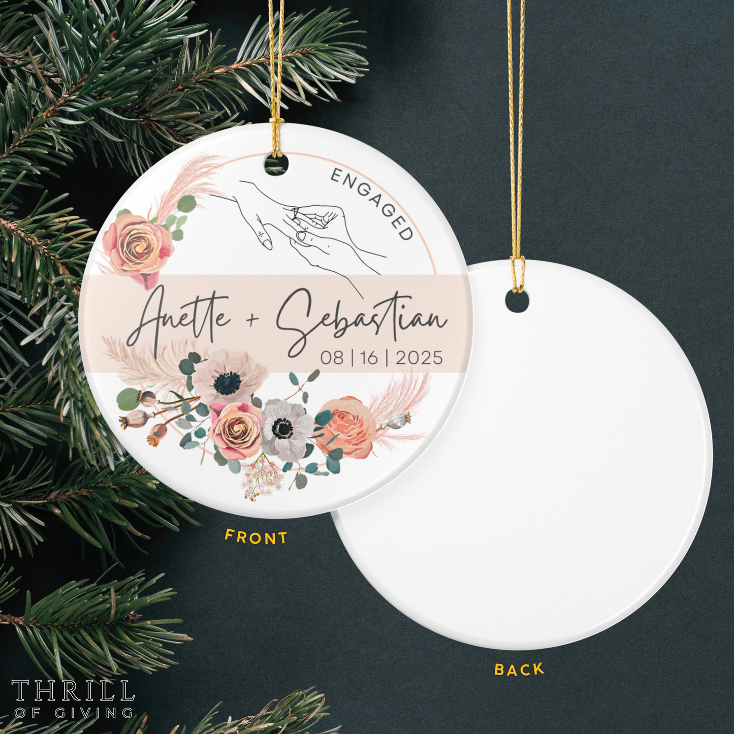 Personalized First Christmas Engaged Ornament