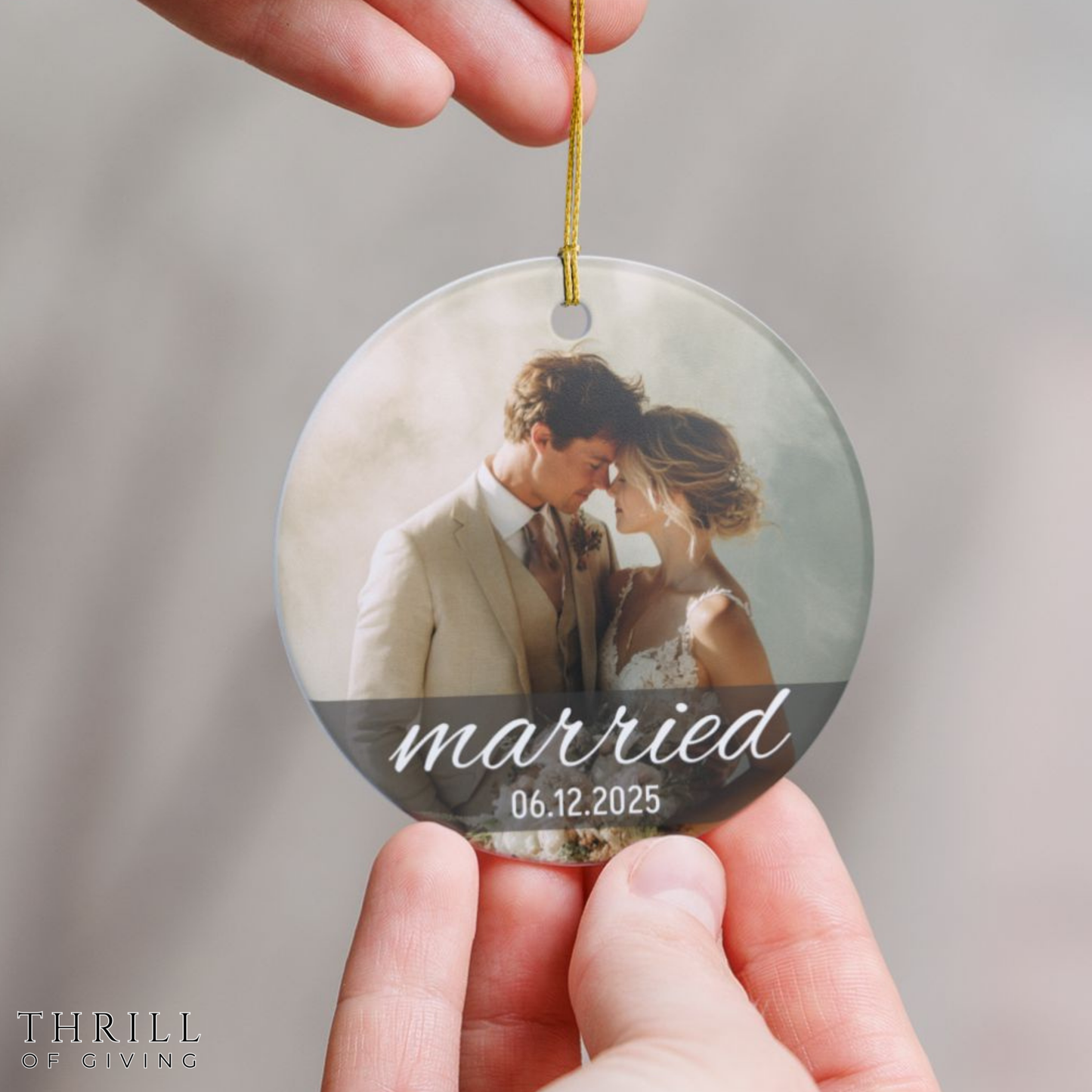 Personalized First Christmas Married Ornament - Custom Photo Wedding gift
