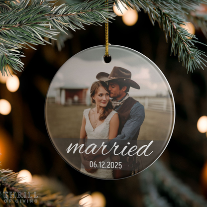 Personalized First Christmas Married Ornament - Custom Photo Wedding gift