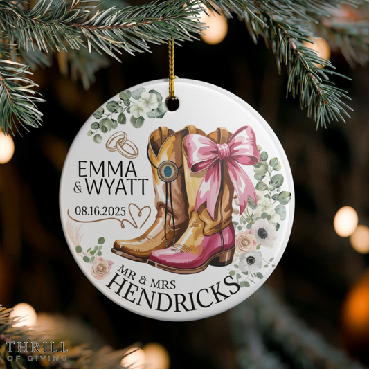 Cowboy Boots Mr & Mrs Ornament - Newlywed Gift