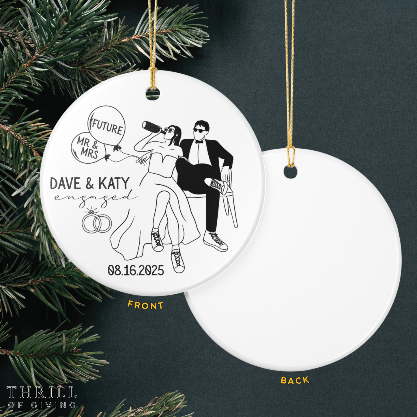 Personalized First Christmas Engaged Ornament
