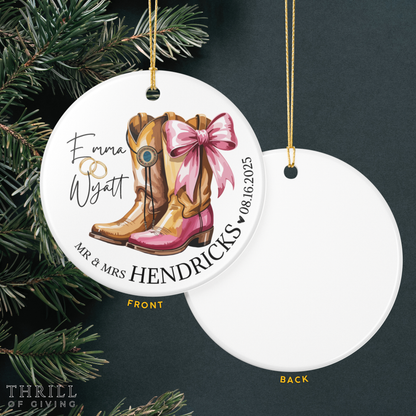 Personalized Cowboy Boots Mr & Mrs Ornament