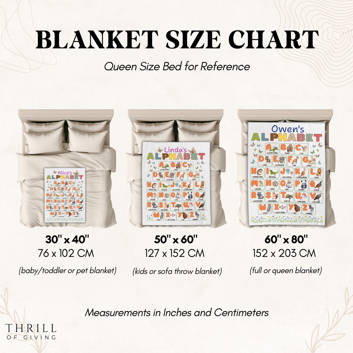 English Alphabet Educational Velveteen Minky Baby Blanket