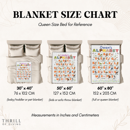 English Alphabet Educational Velveteen Minky Baby Blanket