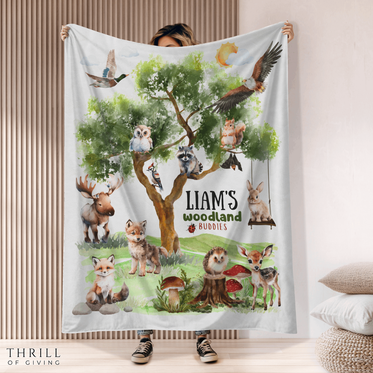 Woodland Buddies Personalized Baby blanket