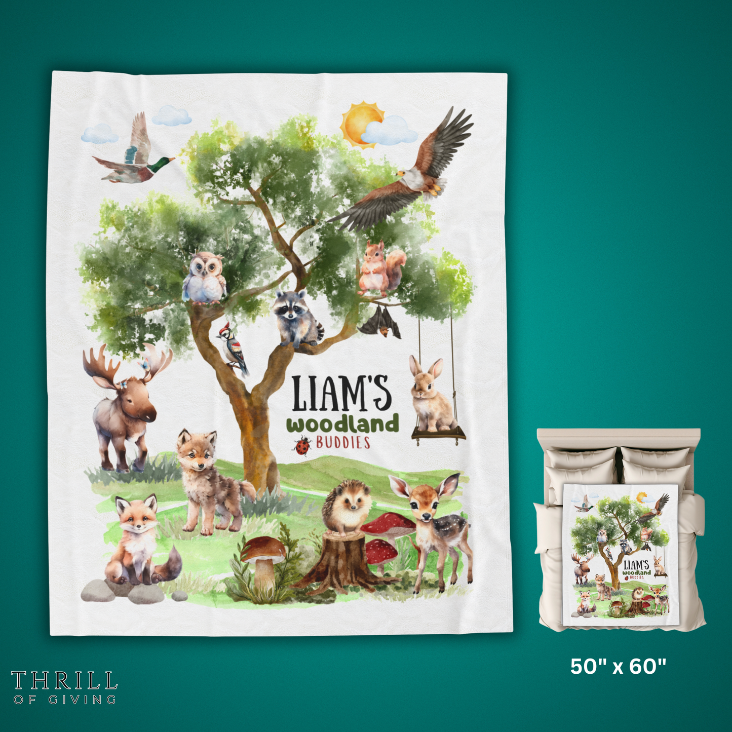 Woodland Buddies Personalized Baby blanket